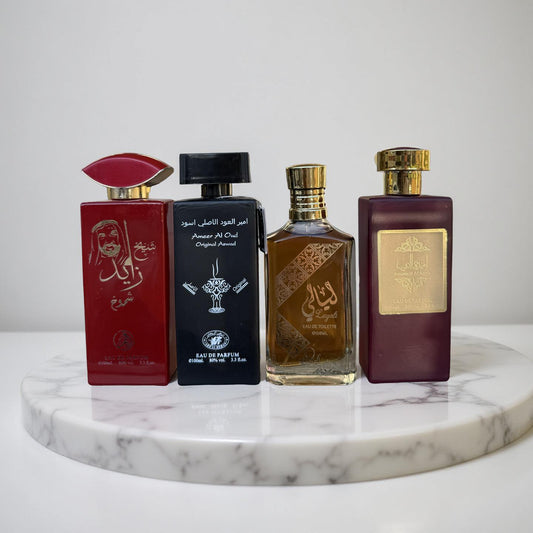 SET 4 PARFUMURI PENTRU EL SI EA (Sheikh Zayed red+Ameer Al Oud Original aswad+Layali+Ameerat Al Arab)