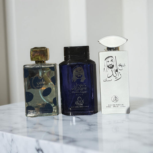 SET 3 PARFUMURI BARBATI (Manasik Marine+Sheikh Zayed Blue+Sheikh Al Shuyukh White)