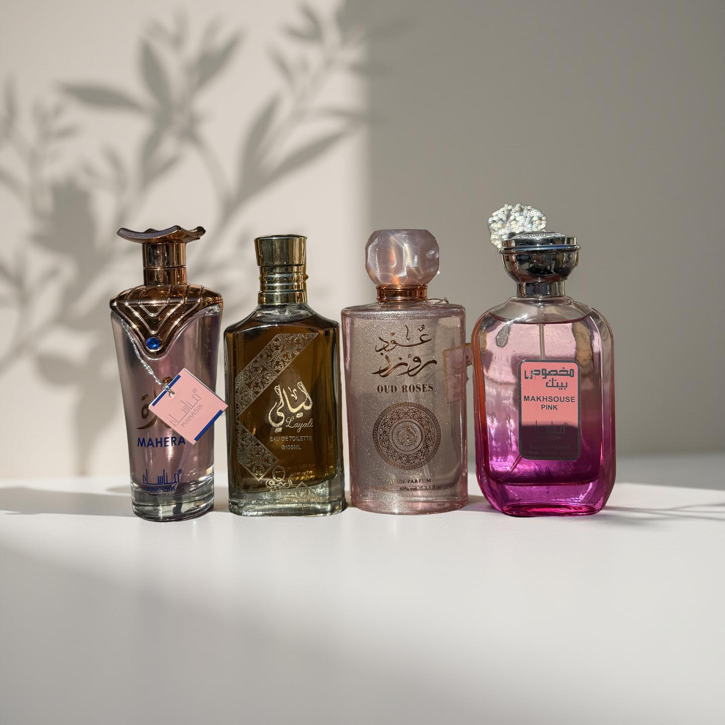 SET 4 PARFUMURI DAMA (Mahera+Layali+Oud roses+Makhsouse pink)