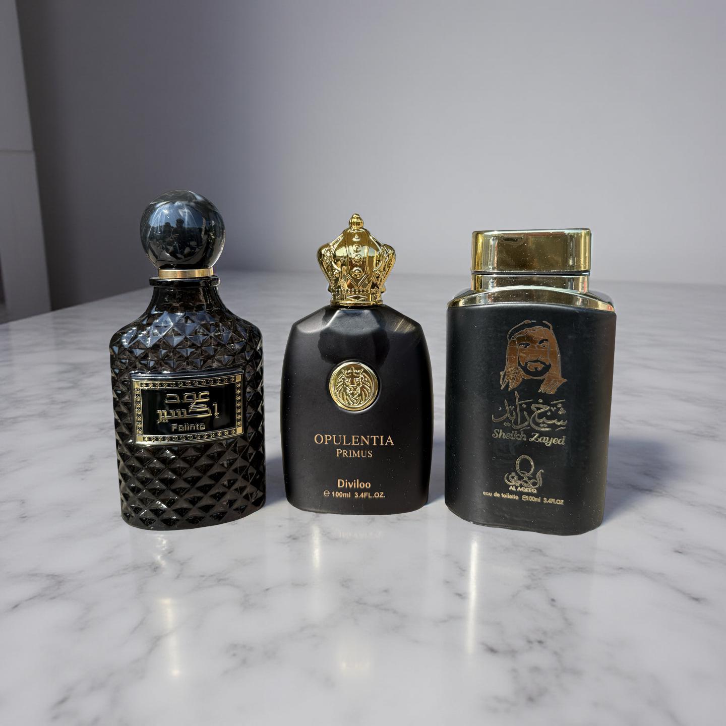 SET 3 PARFUMURI BĂRBĂTEȘTI (Black Falinto + Opulentia Primus + Sheikh Zayed Black)