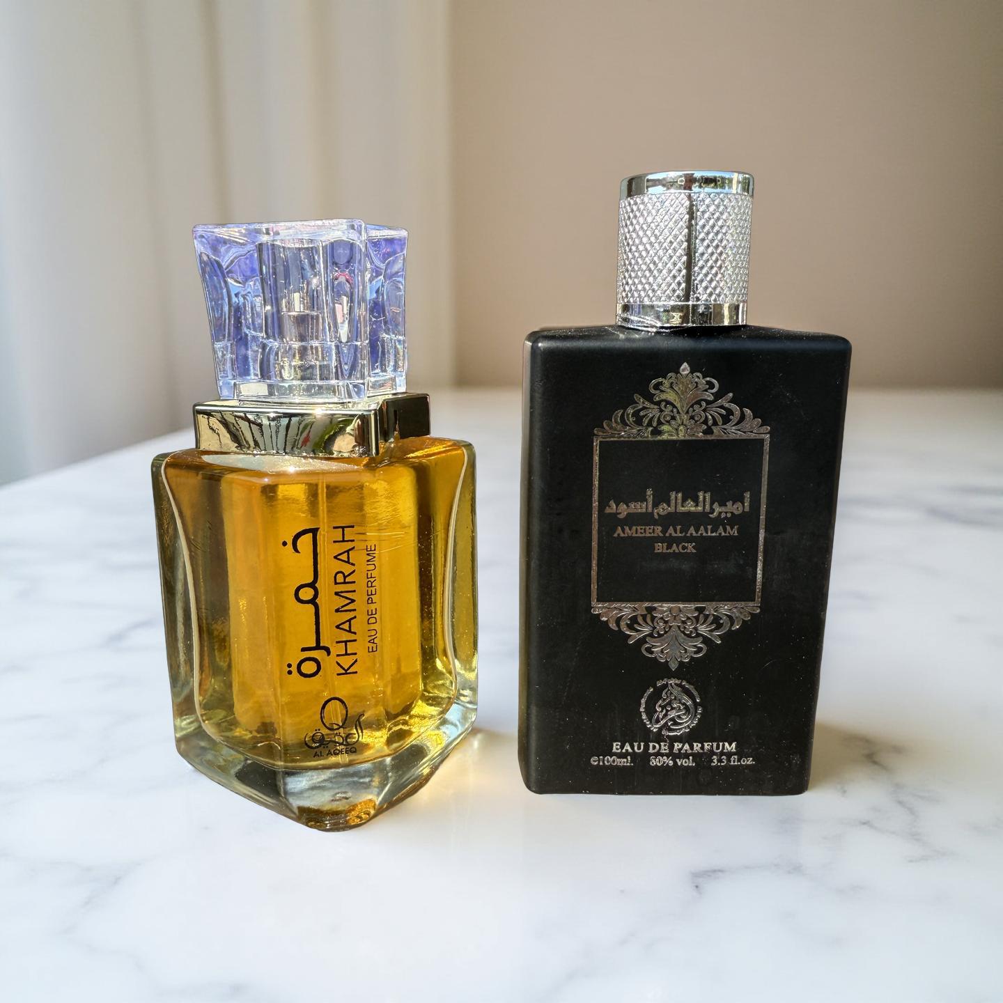 SET 2 PARFUMURI BĂRBAȚI (Khamrah + Ameer Al Aalam Black)