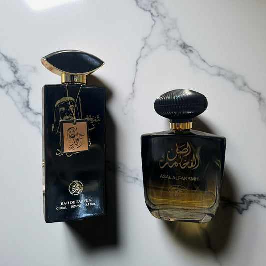 SET 2 PARFUMURI PENTRU EL SI EA ( SHEIKH ZAYED BLACK-ASAL ALFAKAMH)