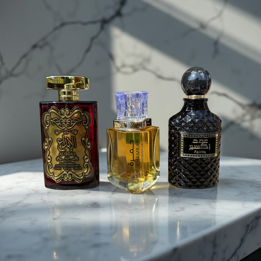 SET 3 PARFUMURI BARBATI (Al Ibdaa + Khamrah + Oud Falinta)