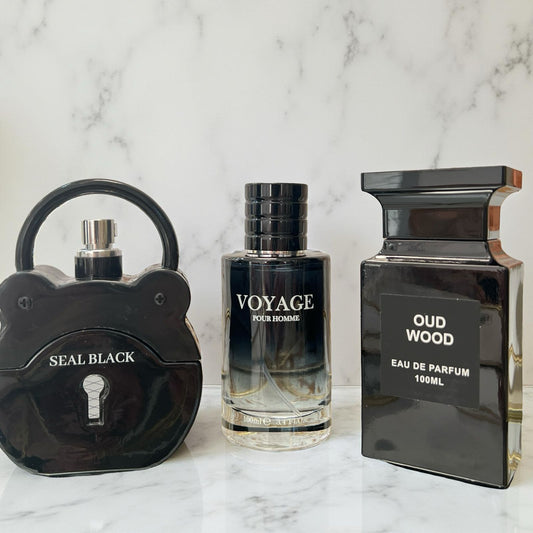 SET 3 PARFUMURI PENTRU BARBATI (SEAL BLACK-VOYAGE-OUD WOOD)